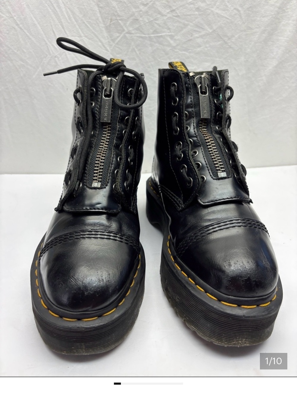 Dr. Martens Sinclair Black Leather Platform Zip Combat Boot - Picture 6 of 6